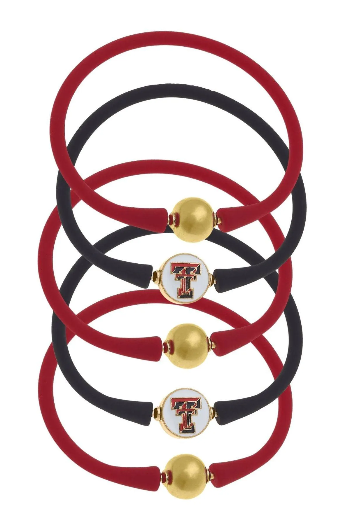 Texas Tech Red Raiders 24K Gold Plated Bali Bracelet Stack (Set of 5) sold by Canvas Style