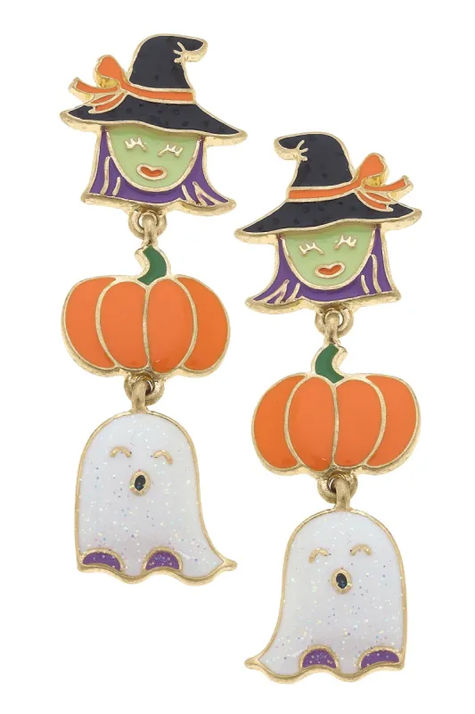 Halloween Frights Enamel Triple Drop Earrings sold by Canvas Style