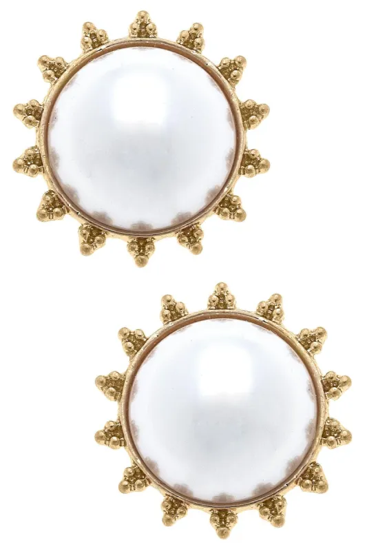 Arabella Pearl Stud Earrings in Ivory sold by Canvas Style