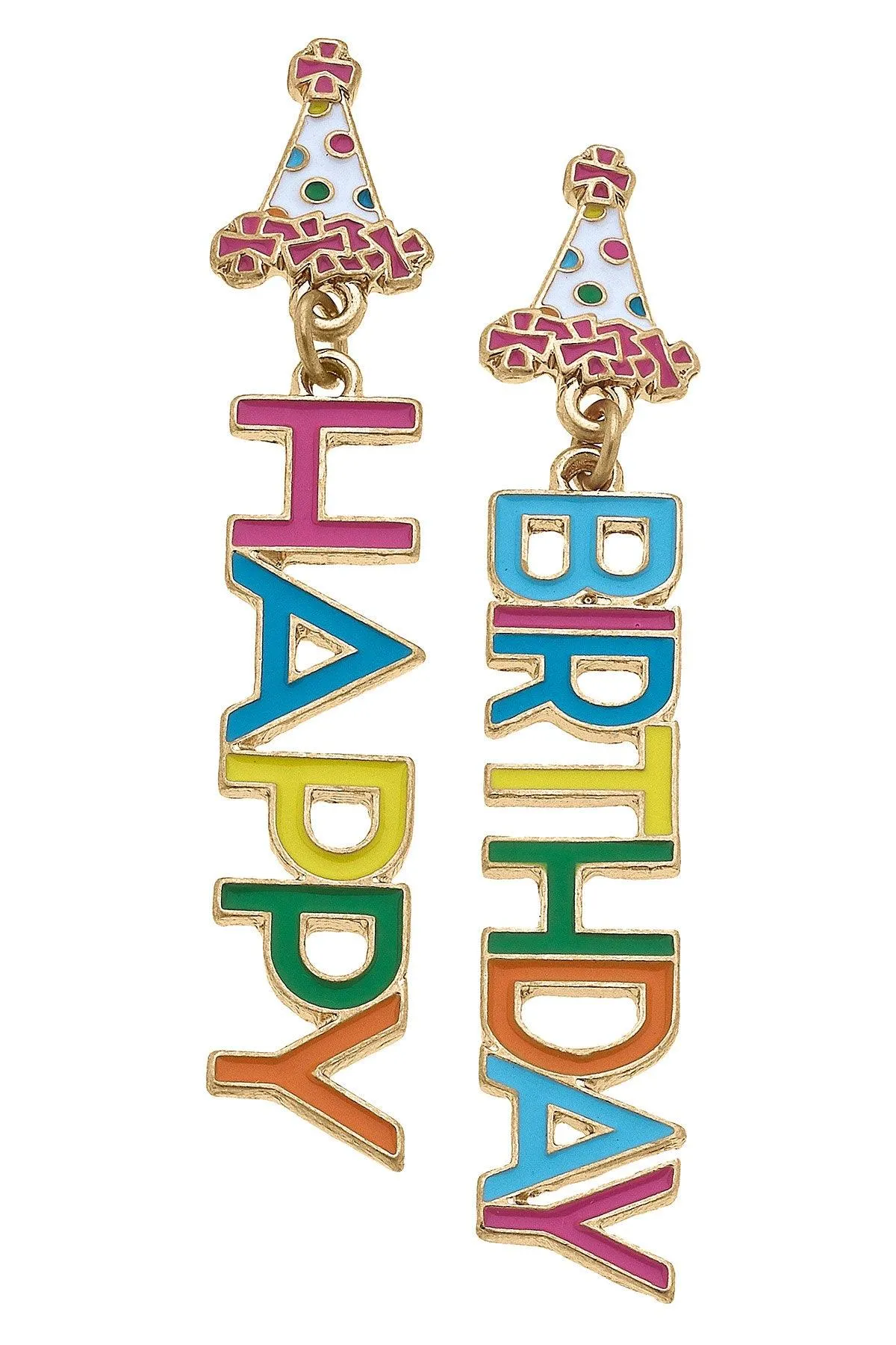 Happy Birthday Enamel Earrings sold by Canvas Style