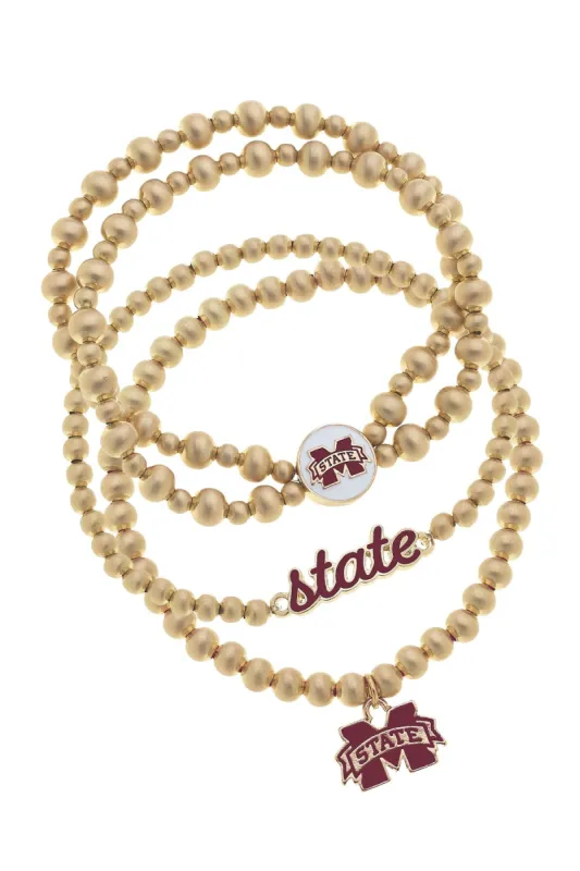 Mississippi State Bulldogs Ball Bead Stretch Bracelet Stack sold by Canvas Style