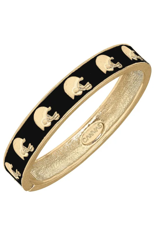 Game Day Enamel Football Helmet Hinge Bangle in Black sold by Canvas Style