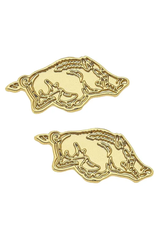 Arkansas Razorbacks 24K Gold Plated Stud Earrings sold by Canvas Style