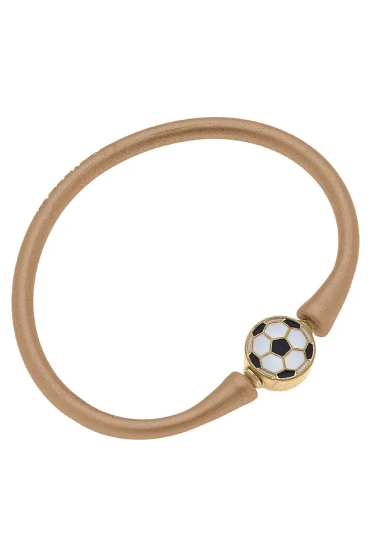 Enamel Soccer Ball Silicone Bali Bracelet in Gold sold by Canvas Style