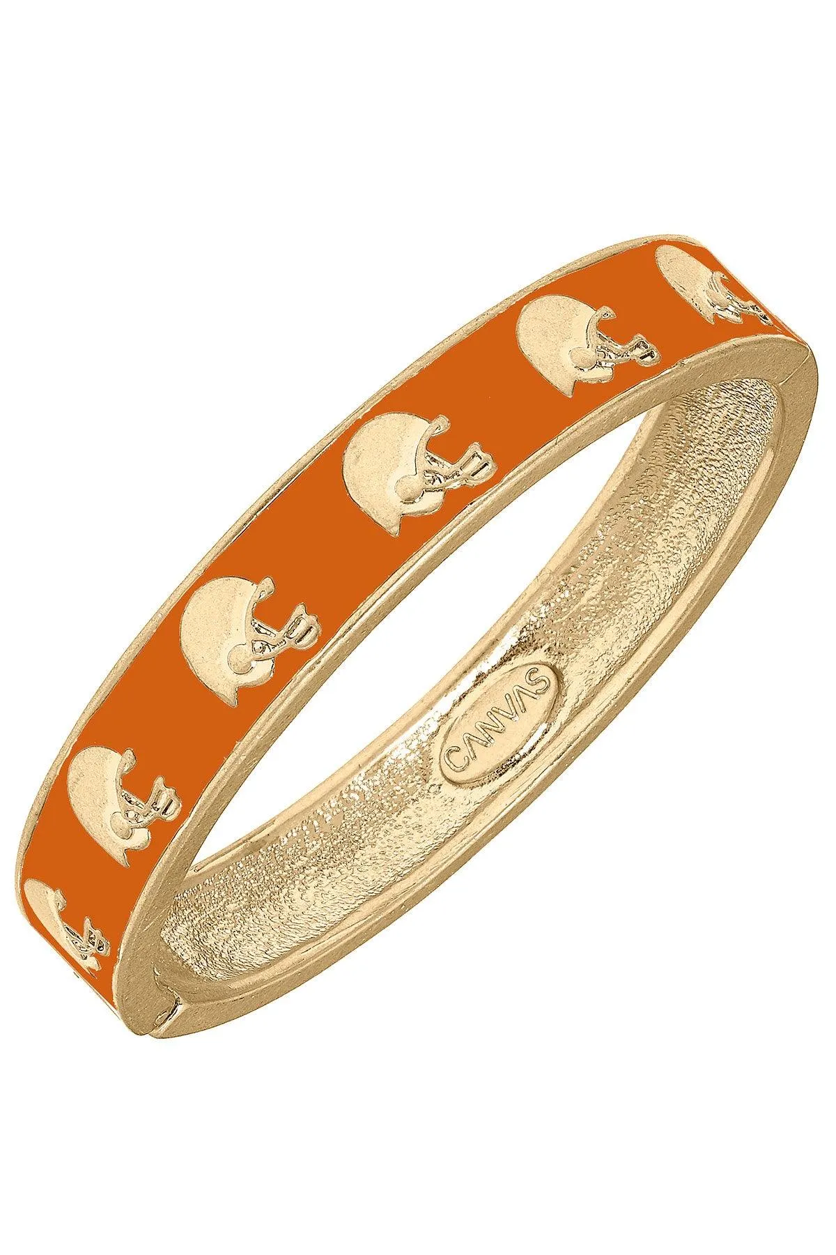 Game Day Enamel Football Helmet Hinge Bangle in Burnt Orange sold by Canvas Style