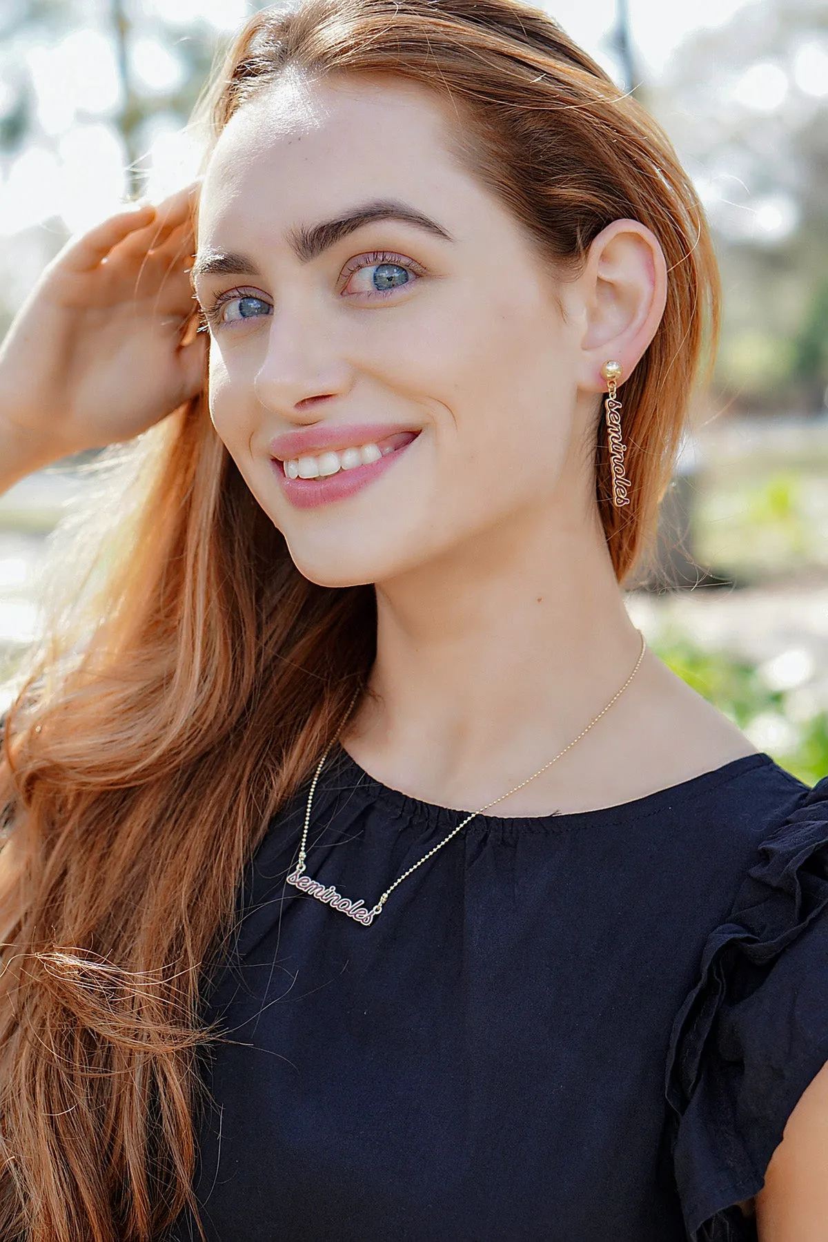 Florida State Seminoles Enamel Script Earrings sold by Canvas Style product image thumbnail 2