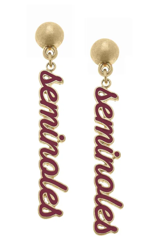 Florida State Seminoles Enamel Script Earrings sold by Canvas Style