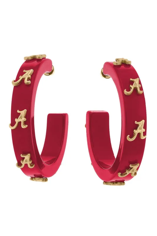 Alabama Crimson Tide Resin Logo Hoop Earrings sold by Canvas Style