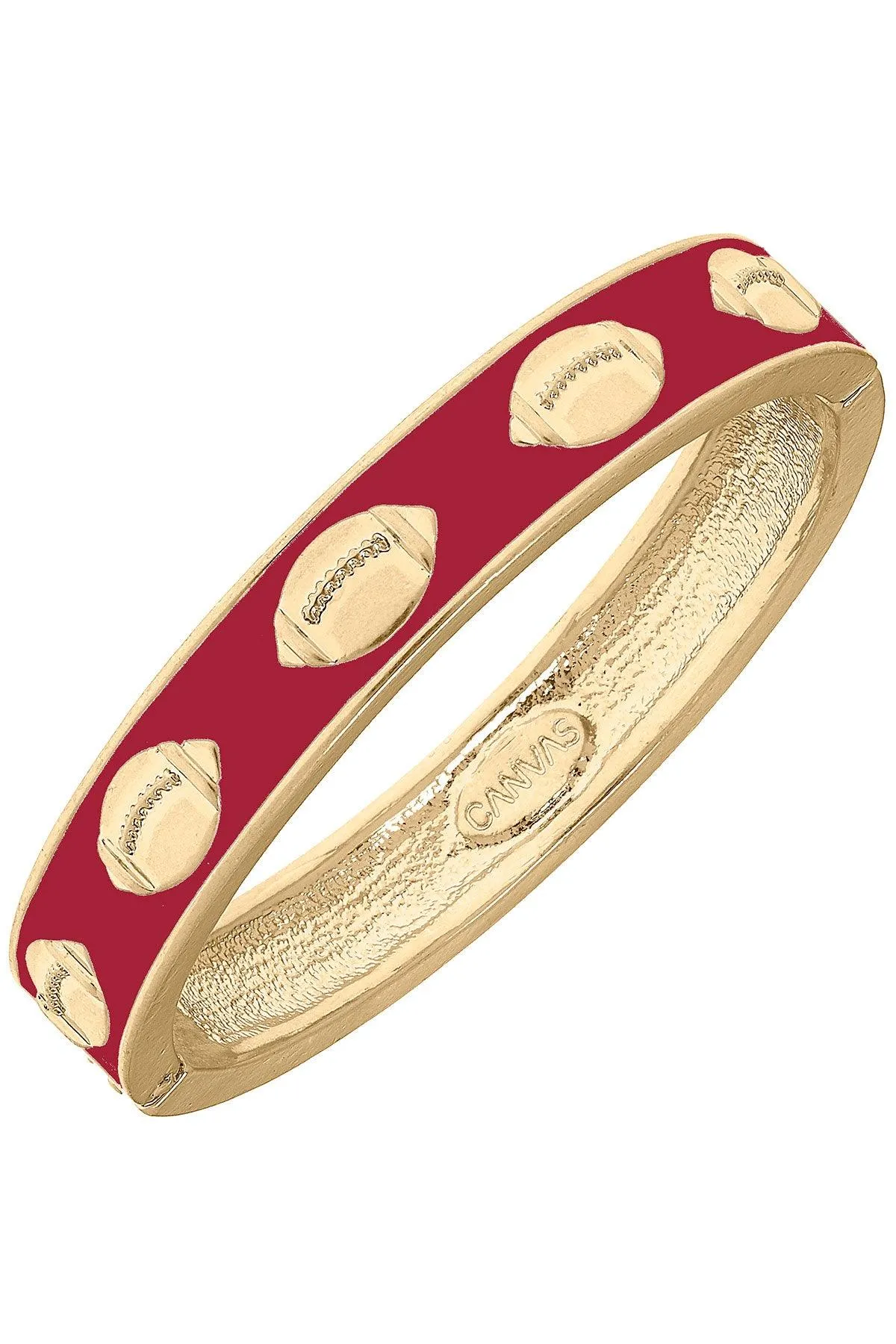 Game Day Enamel Football Hinge Bangle in Crimson sold by Canvas Style