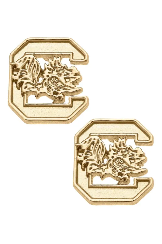 South Carolina Gamecocks 24K Gold Plated Stud Earrings sold by Canvas Style