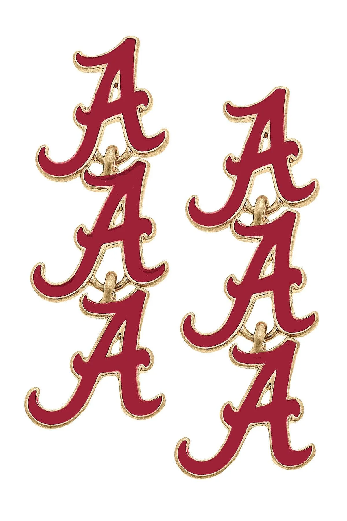 Alabama Crimson Tide Triple Drop Enamel Earrings - FINAL SALE sold by Canvas Style