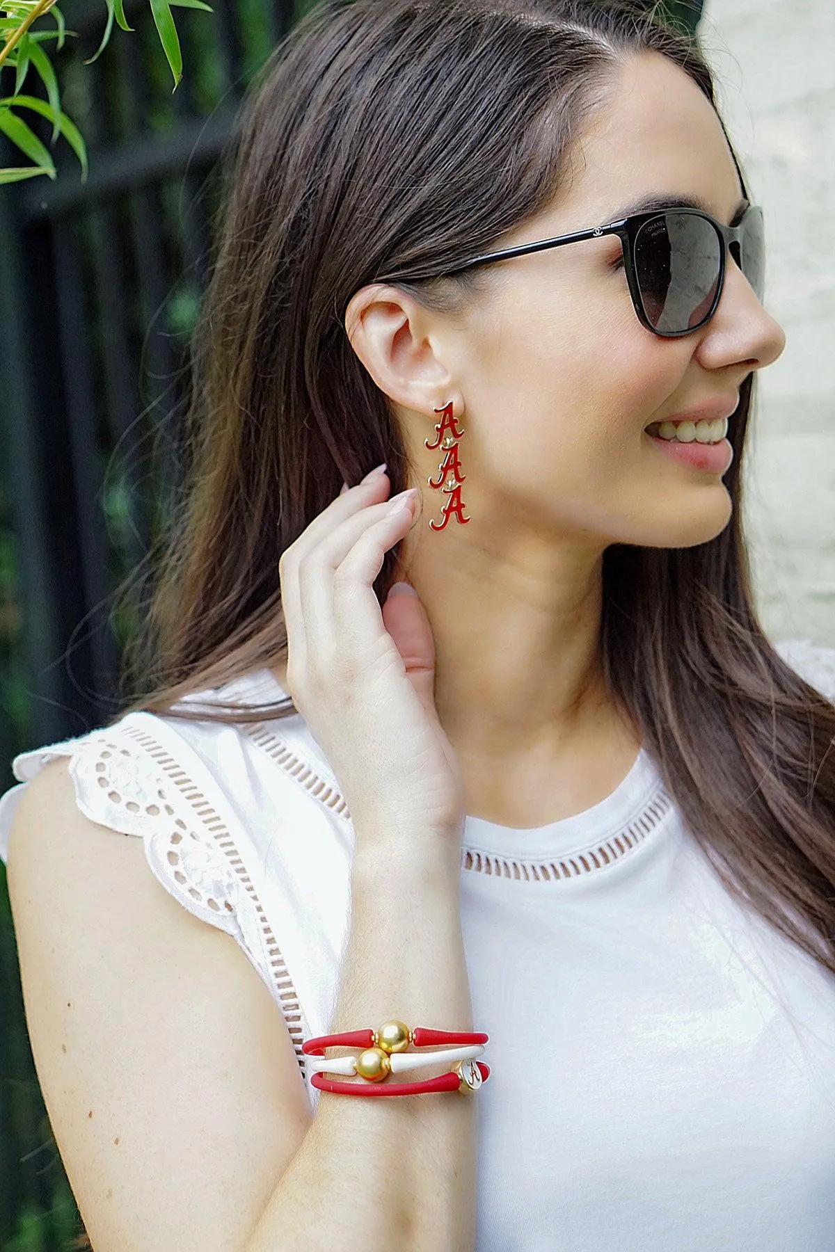 Alabama Crimson Tide Triple Drop Enamel Earrings - FINAL SALE sold by Canvas Style product image thumbnail 2