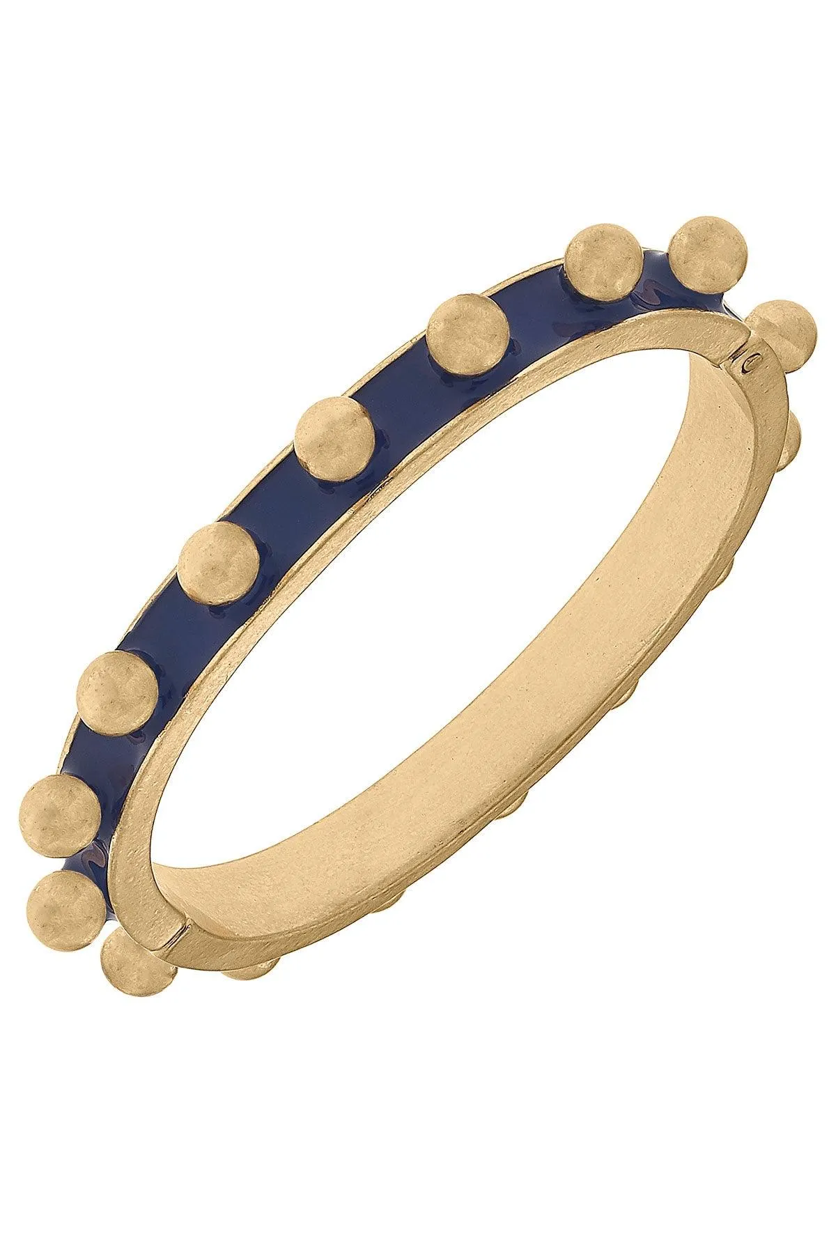 Jenna Chunky Enamel Studded Metal Hinge Bangle in Blue sold by Canvas Style