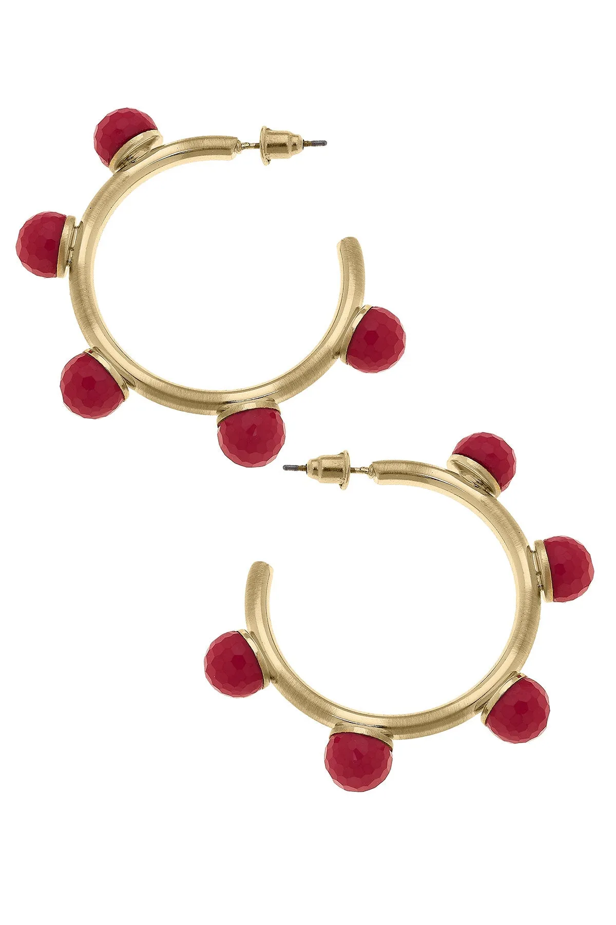 Allison Resin Beaded Hoop Earrings in Fuchsia sold by Canvas Style