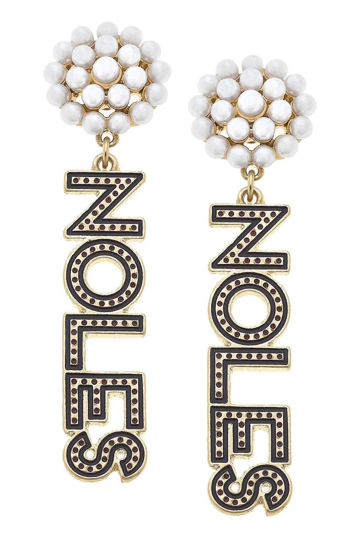 Florida State Seminoles Pearl Cluster Dotted Enamel Drop Earrings - FINAL SALE sold by Canvas Style