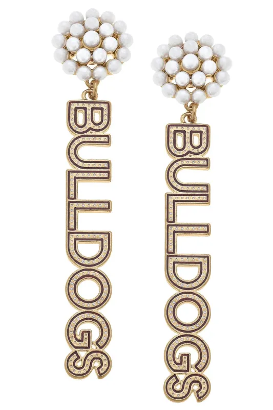 Mississippi State Bulldogs Pearl Cluster Dotted Enamel Drop Earrings - FINAL SALE sold by Canvas Style