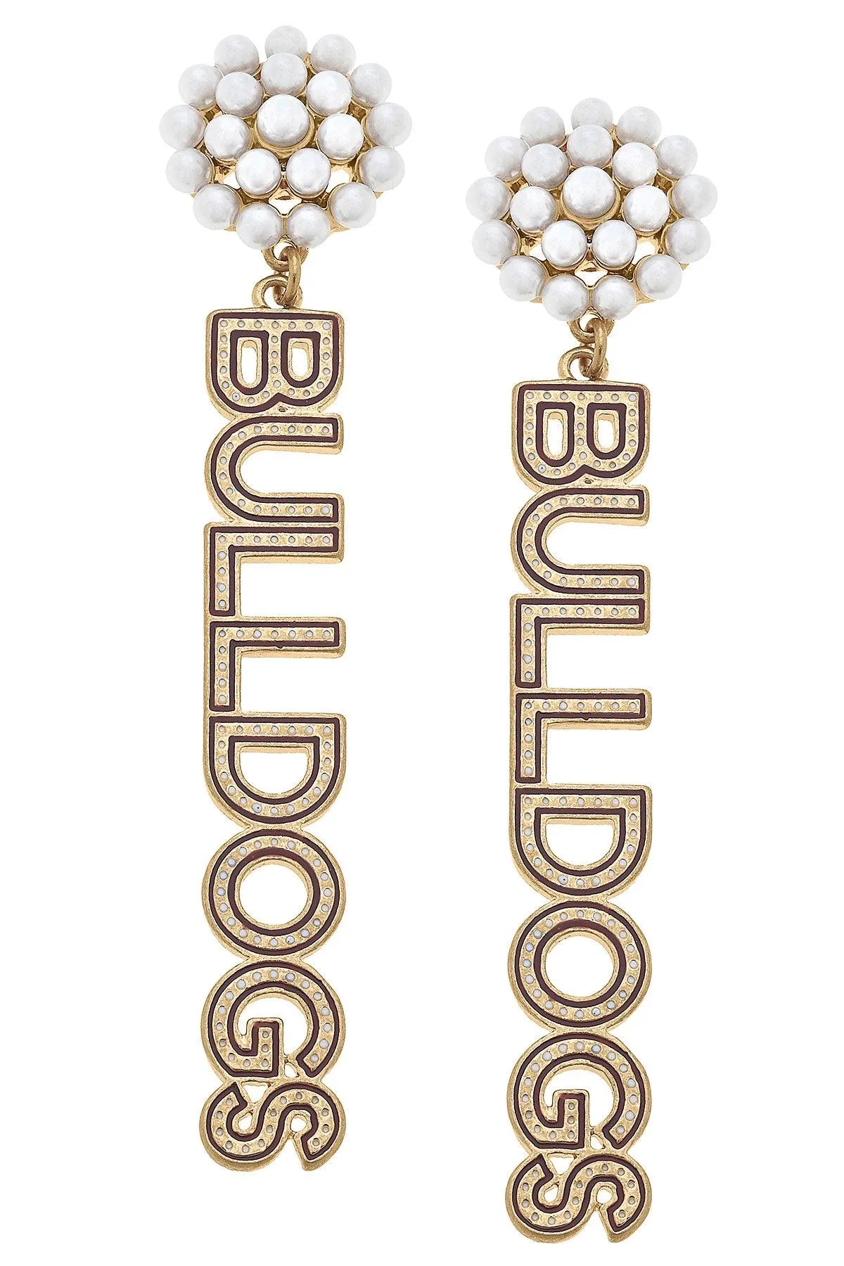 Mississippi State Bulldogs Pearl Cluster Dotted Enamel Drop Earrings - FINAL SALE sold by Canvas Style