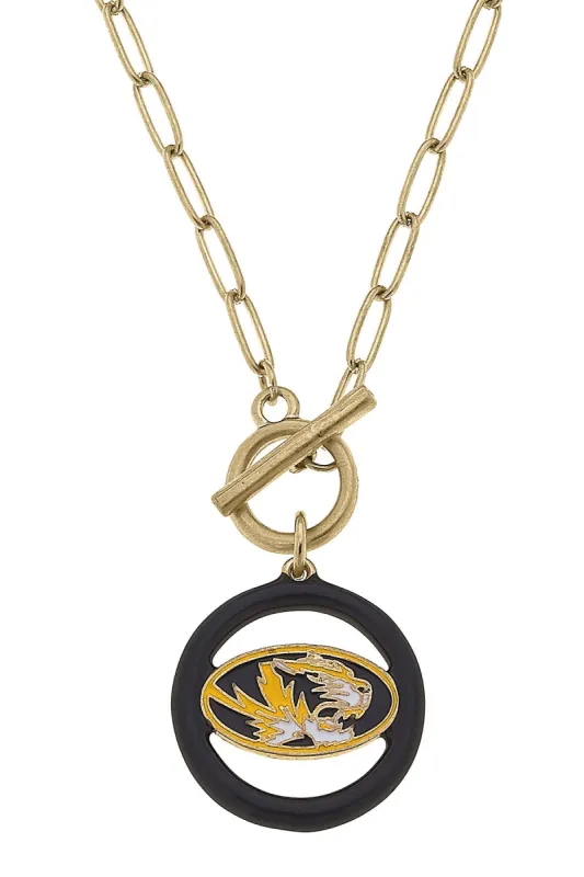 Missouri Tigers Enamel Logo T-Bar 16" Necklace sold by Canvas Style