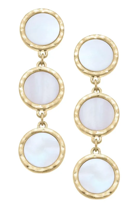 Bethany Disc Mother of Pearl Linked Earrings sold by Canvas Style