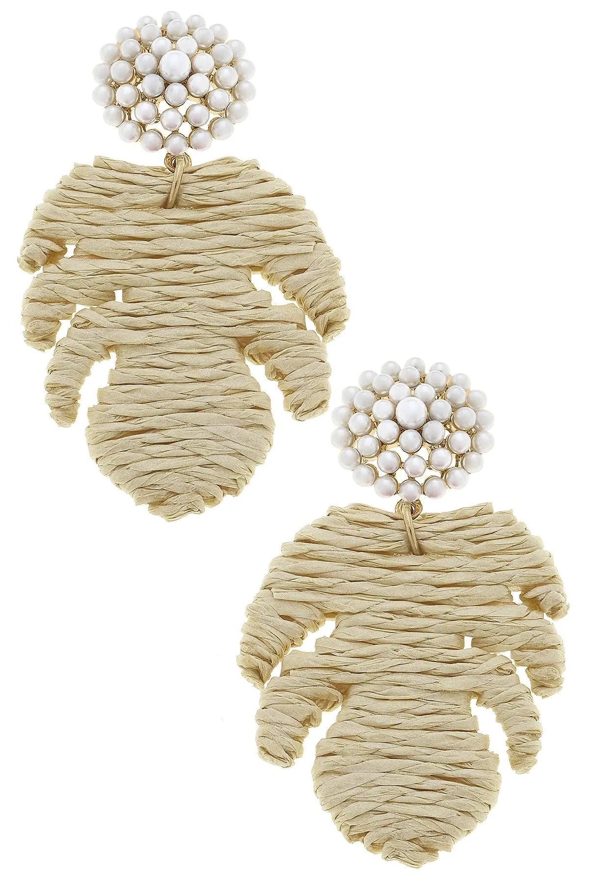 Natalie Raffia Monstera Leaf Statement Earrings in Natural sold by Canvas Style