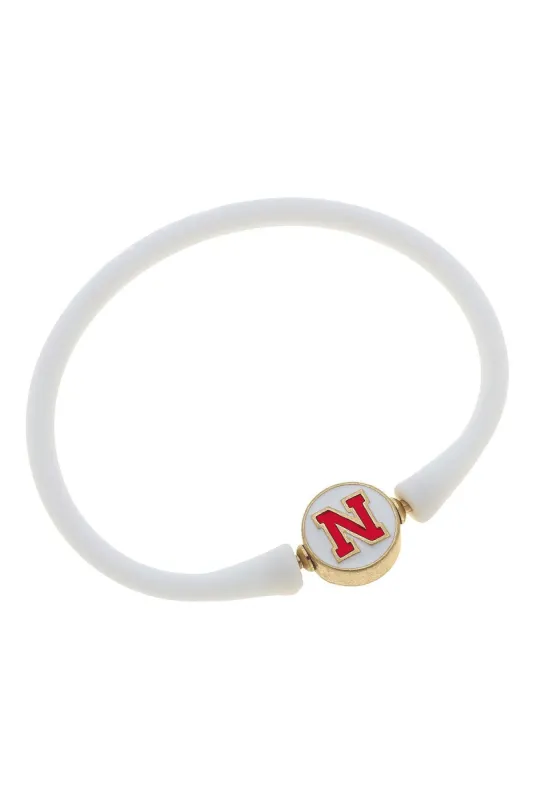 Nebraska Cornhuskers Enamel Silicone Bali Bracelet in White - FINAL SALE sold by Canvas Style