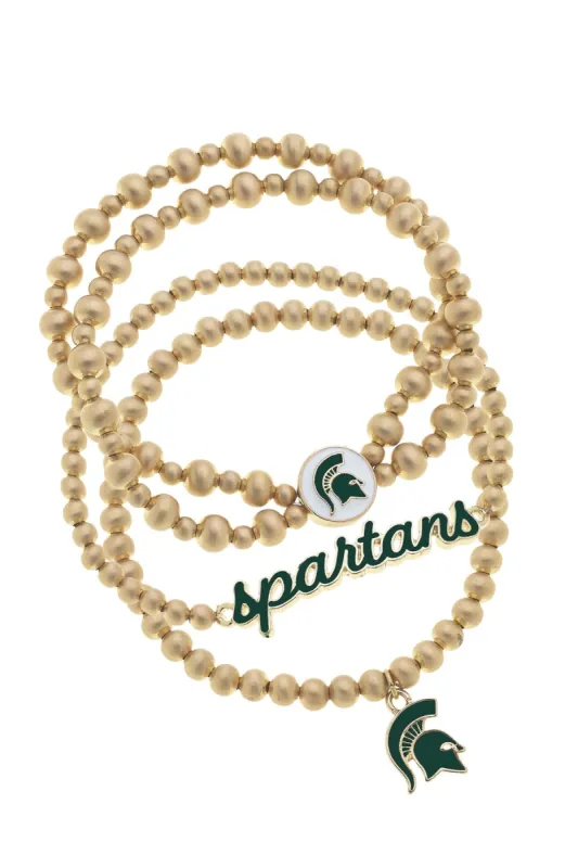 Michigan State Spartans Ball Bead Stretch Bracelet Stack sold by Canvas Style