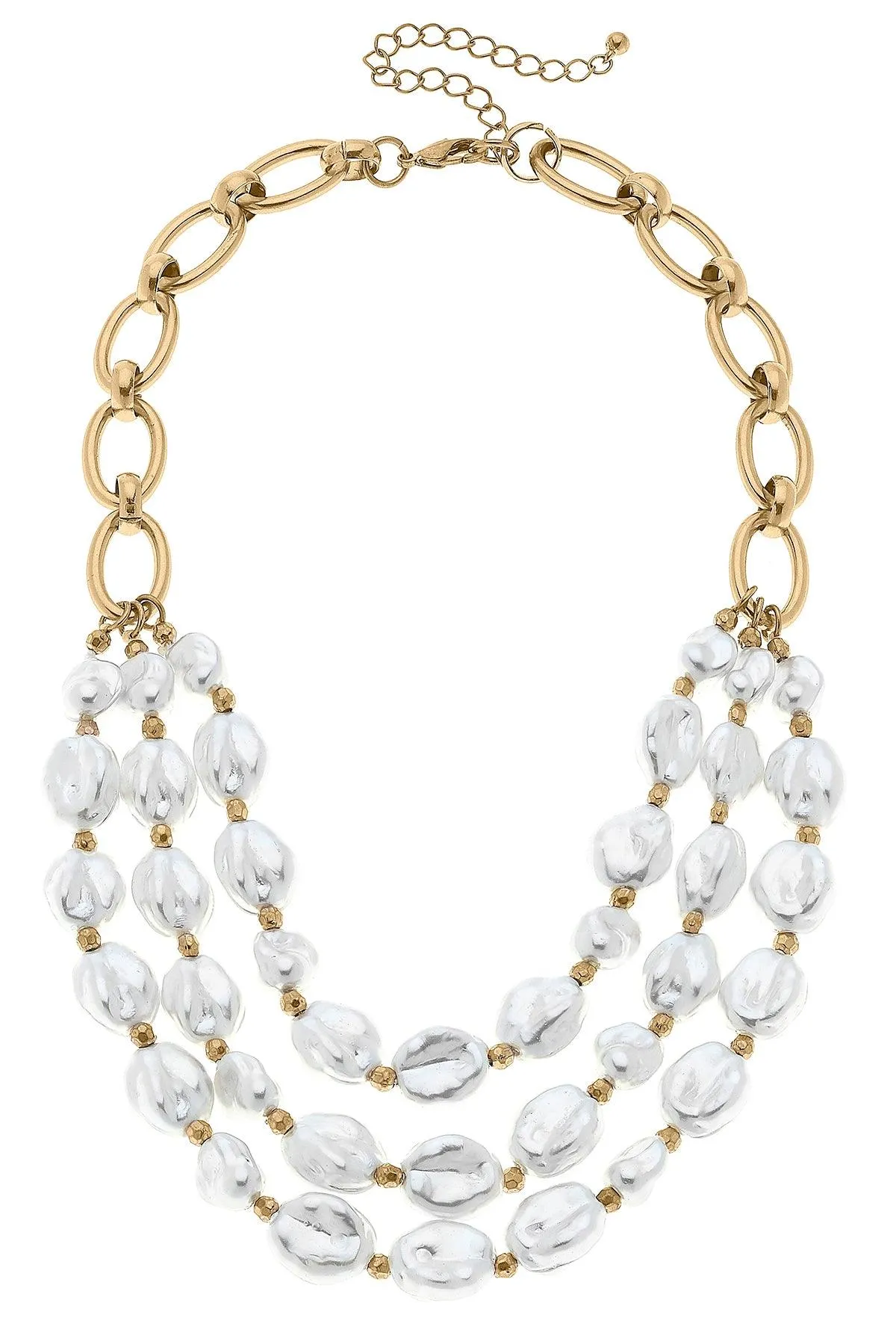 Valencia Layered Baroque Pearl Necklace in Ivory sold by Canvas Style