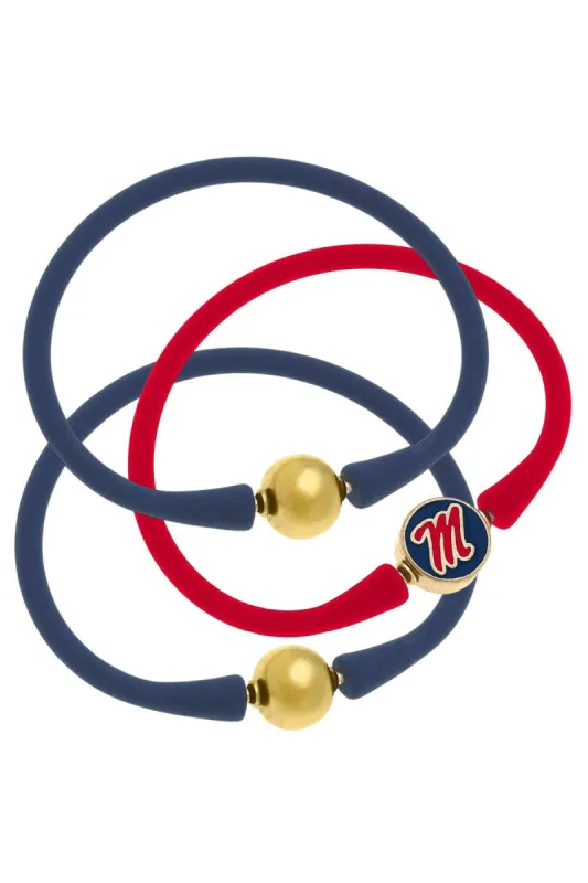 Ole Miss Rebels 24K Gold Plated Bali Bracelet Stack (Set of 3) sold by Canvas Style
