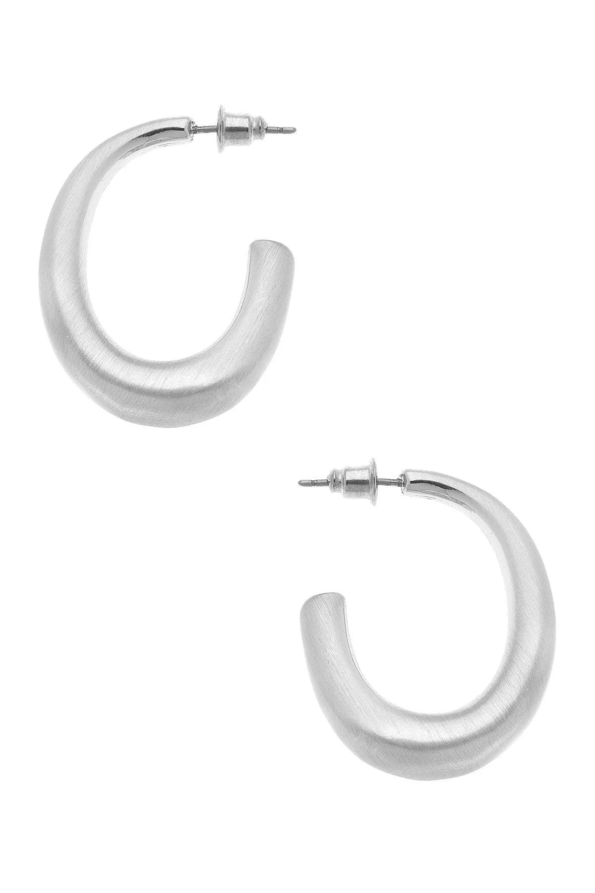 Naomi Hoop Earrings in Satin Silver sold by Canvas Style