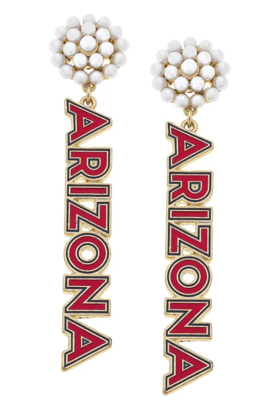 Arizona Wildcats Pearl Cluster Outline Enamel Earrings - FINAL SALE sold by Canvas Style