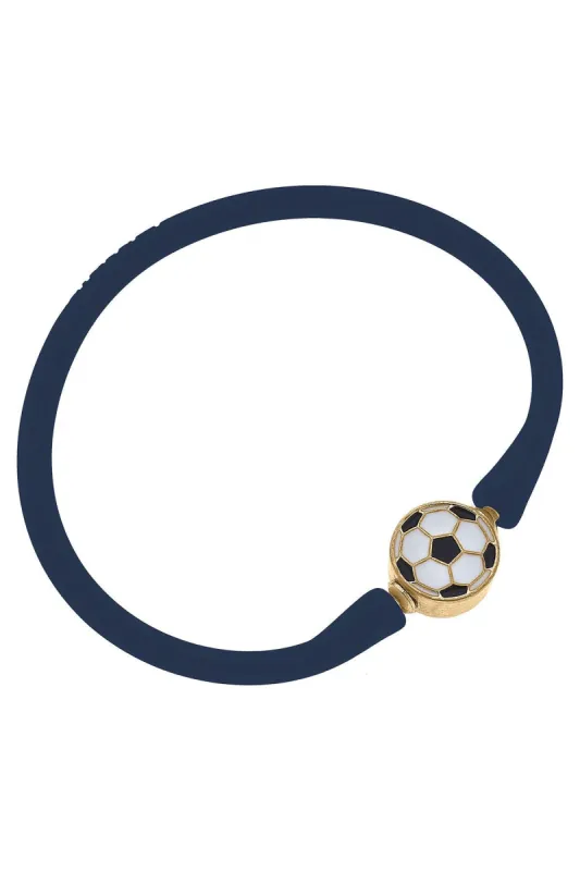 Enamel Soccer Ball Silicone Bali Bracelet in Navy sold by Canvas Style