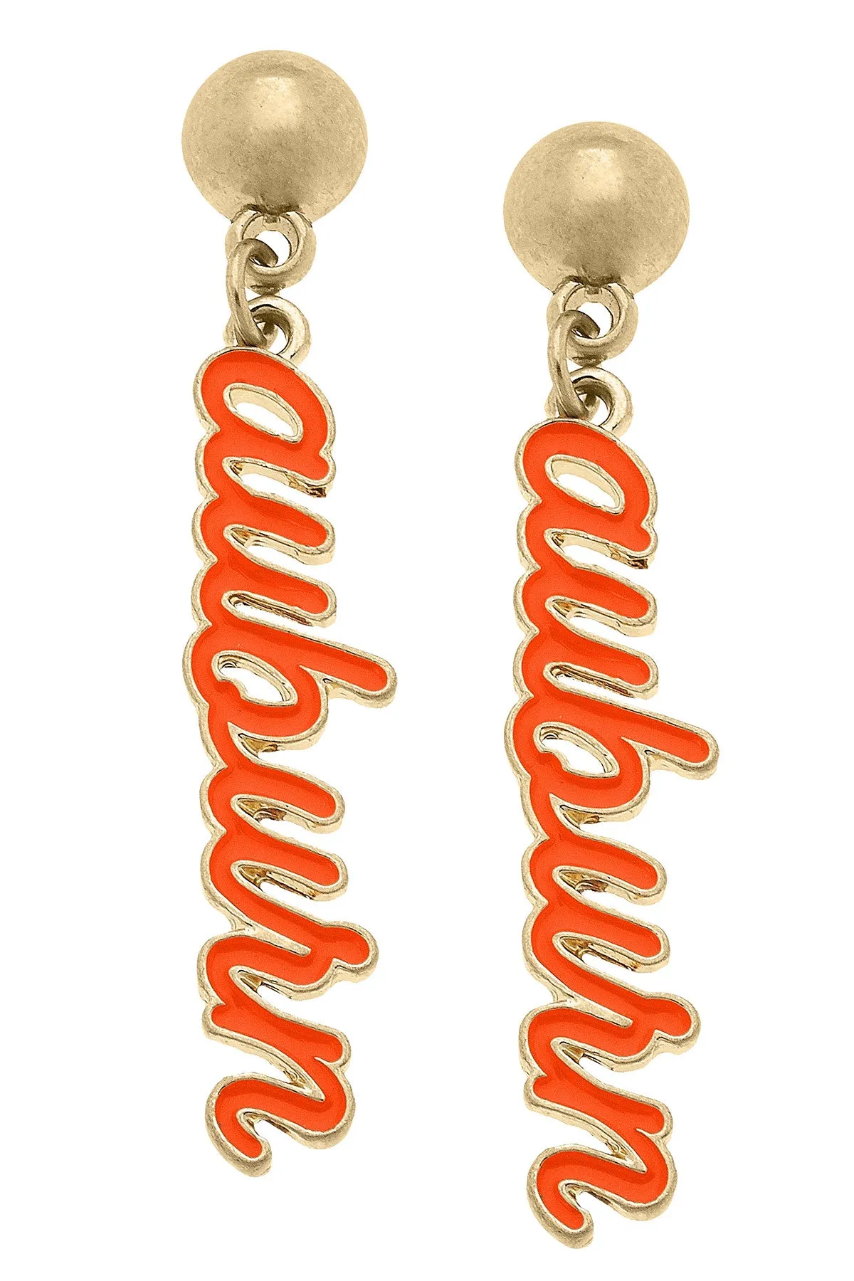 Auburn Tigers Enamel Script Earrings sold by Canvas Style