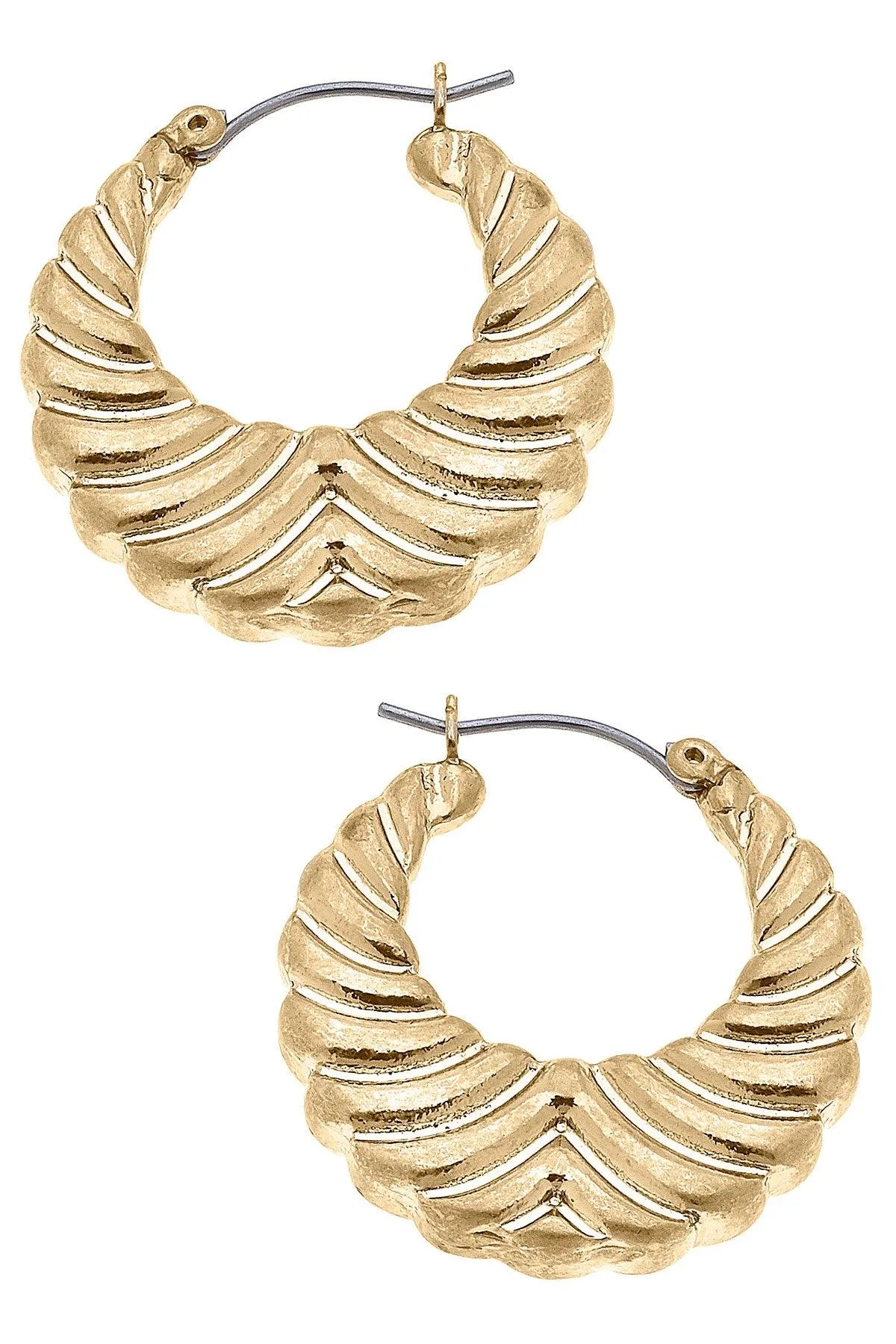 Goldie Scalloped Hoop Earrings in Worn Gold sold by Canvas Style
