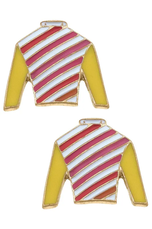 Ferdinand Jockey Silk Enamel Stud Earrings sold by Canvas Style