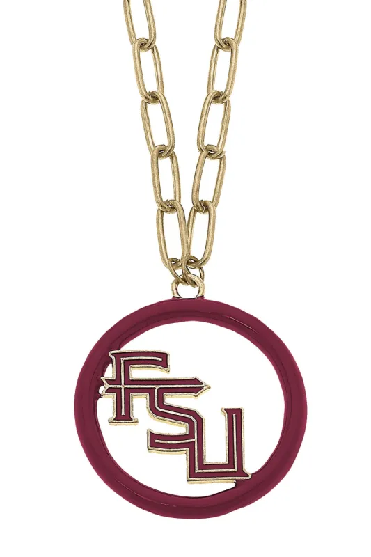 Florida State Seminoles Logo Enamel Medallion 32" Necklace sold by Canvas Style