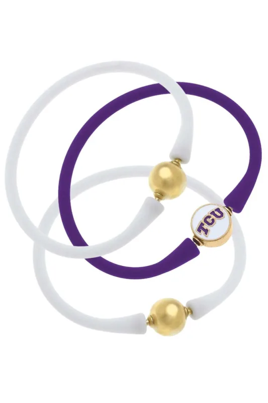 TCU Horned Frogs 24K Gold Plated Bali Bracelet Stack (Set of 3) sold by Canvas Style