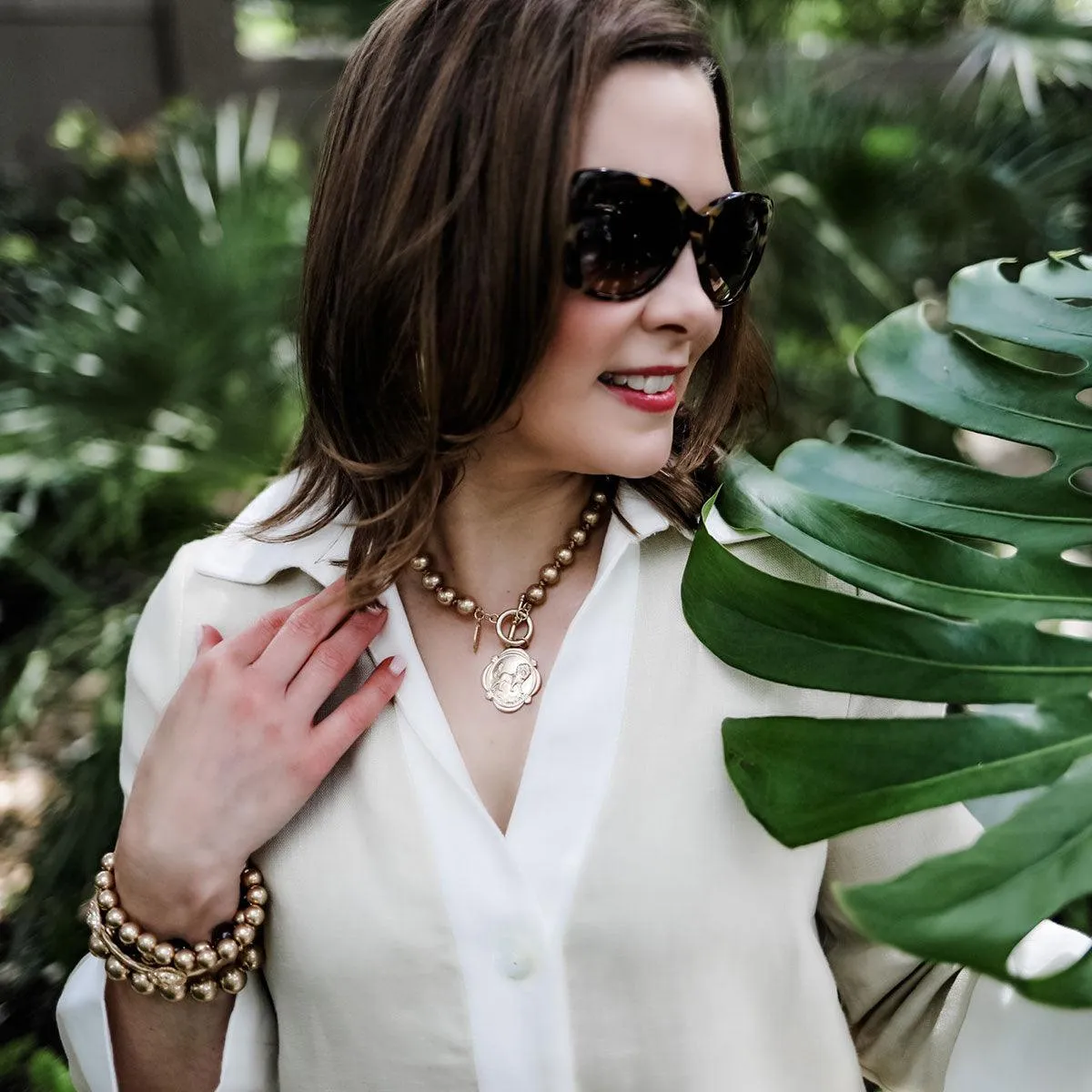 Roan Lion Head Bangle in Worn Gold sold by Canvas Style product image thumbnail 2