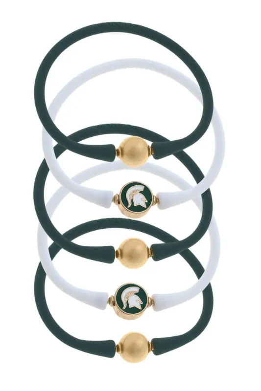 Michigan State Spartans 24K Gold Plated Bali Bracelet Stack (Set of 5) sold by Canvas Style