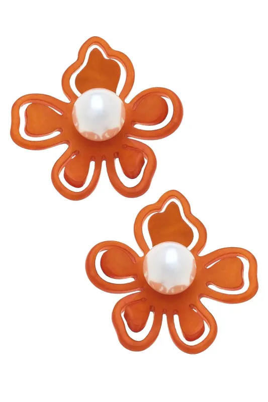 Julia Resin Flower Statement Stud Earrings sold by Canvas Style