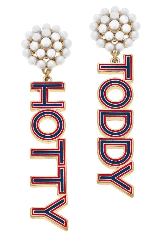 Ole Miss Rebels Pearl Cluster Outline Enamel Drop Earrings sold by Canvas Style