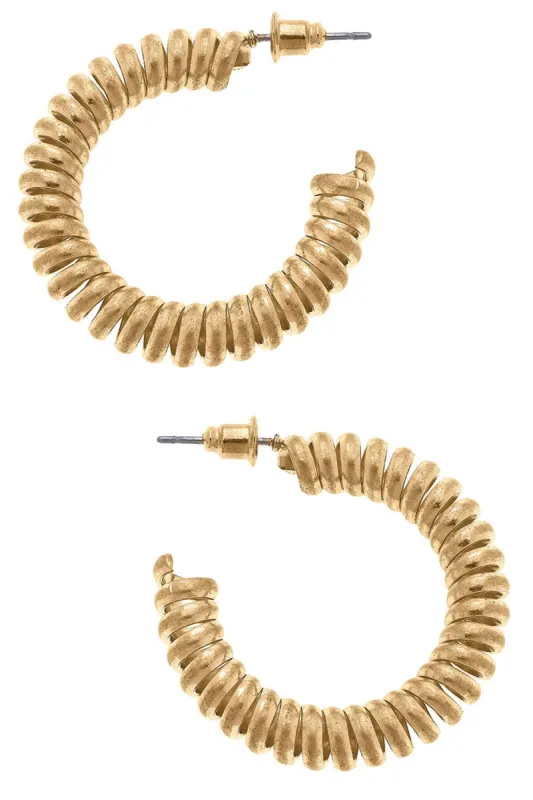 Thea Coiled Hoop Earrings in Worn Gold made by Canvas Style