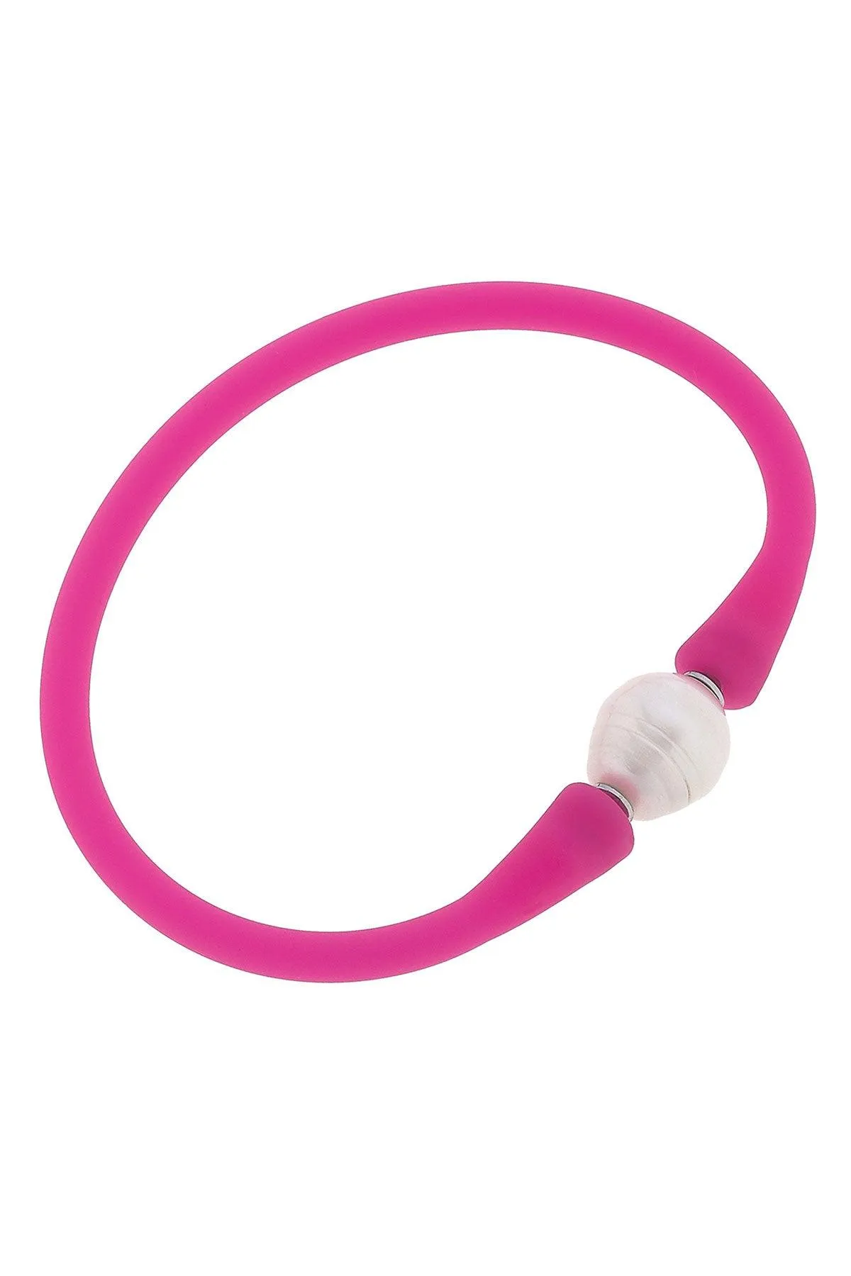 Bali Freshwater Pearl Silicone Bracelet in Fuchsia - FINAL SALE sold by Canvas Style