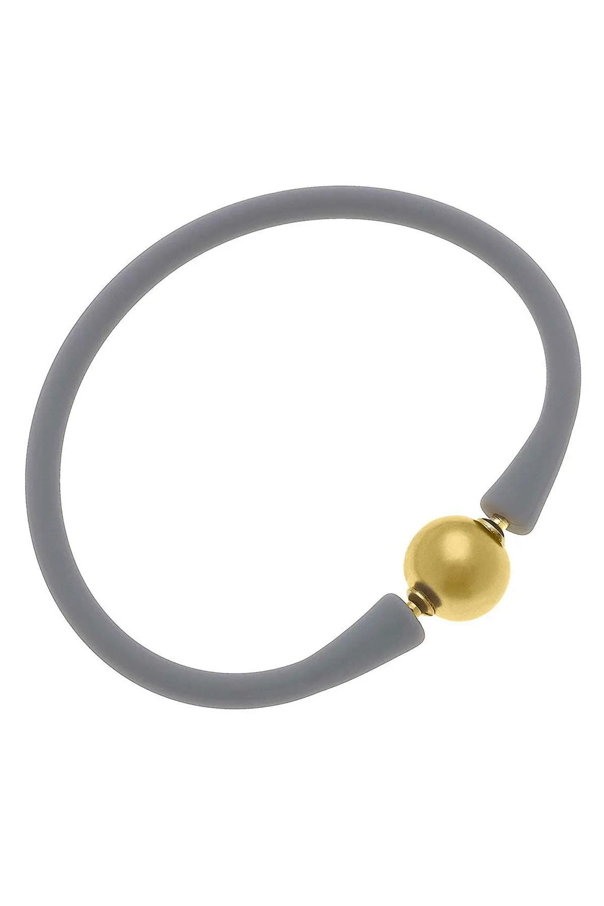 Bali 24K Gold Plated Ball Bead Silicone Bracelet in Steel Grey - FINAL SALE sold by Canvas Style