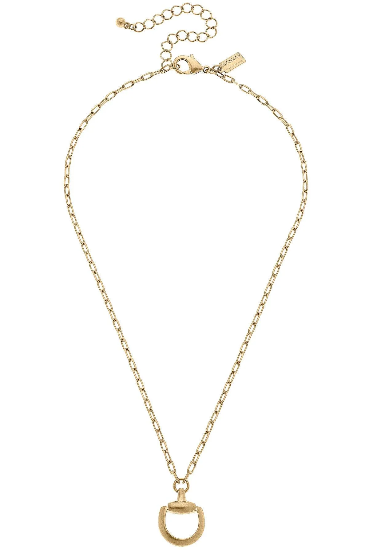 Andie Horsebit Pendant Chain Necklace in Worn Gold sold by Canvas Style product image thumbnail 3