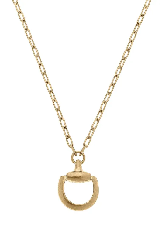 Andie Horsebit Pendant Chain Necklace in Worn Gold sold by Canvas Style