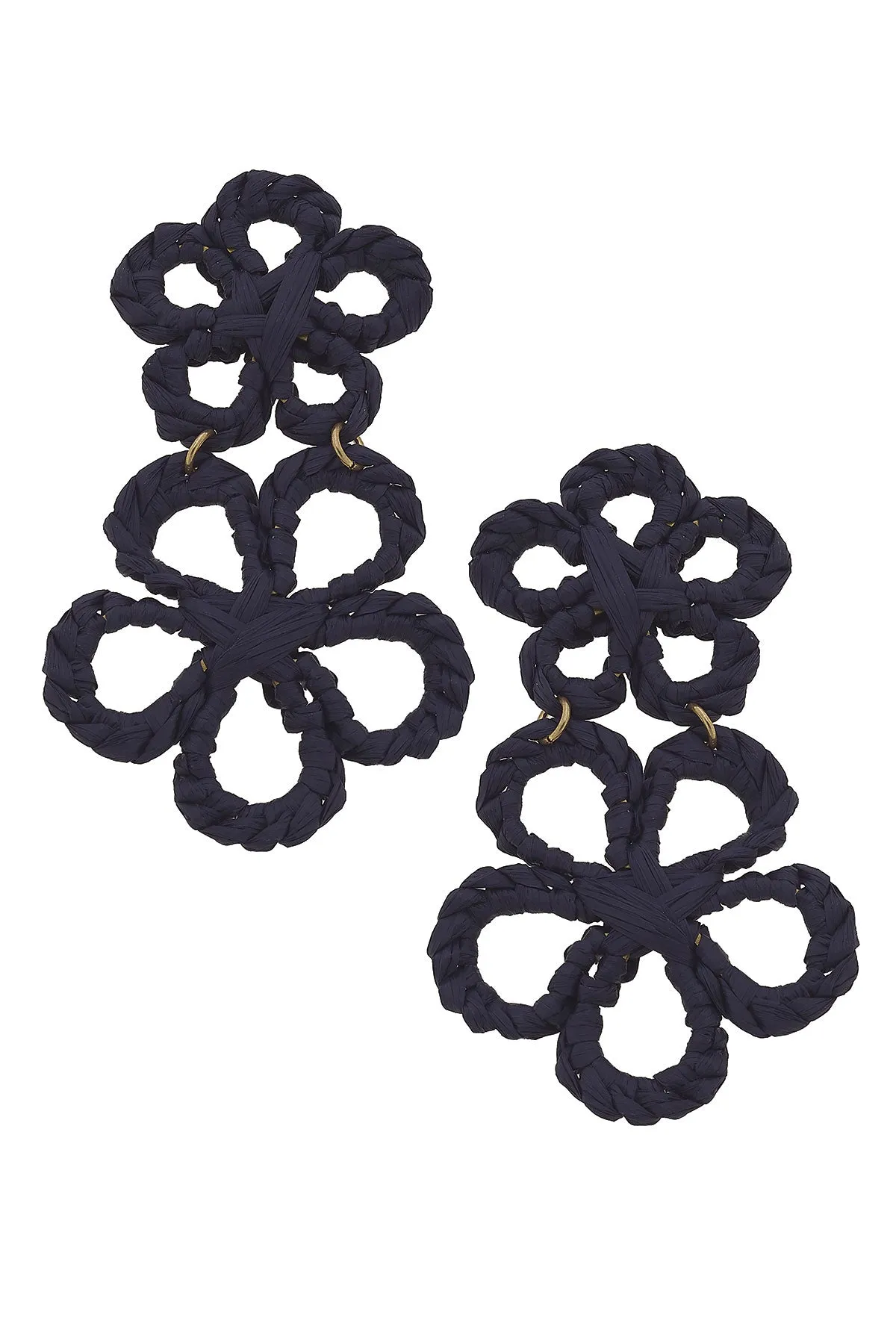 Tahiti Raffia Statement Earrings in Navy - FINAL SALE sold by Canvas Style