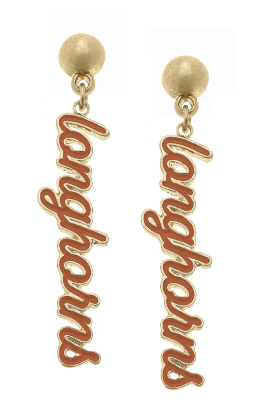 Texas Longhorns Enamel Script Earrings sold by Canvas Style