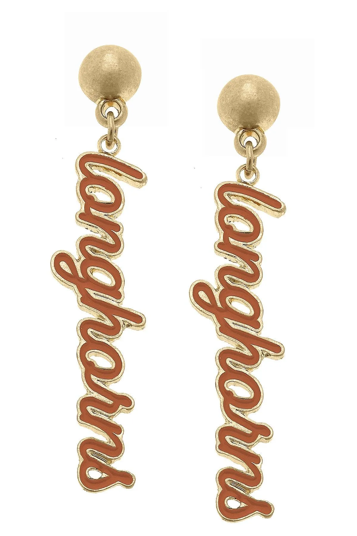 Texas Longhorns Enamel Script Earrings sold by Canvas Style