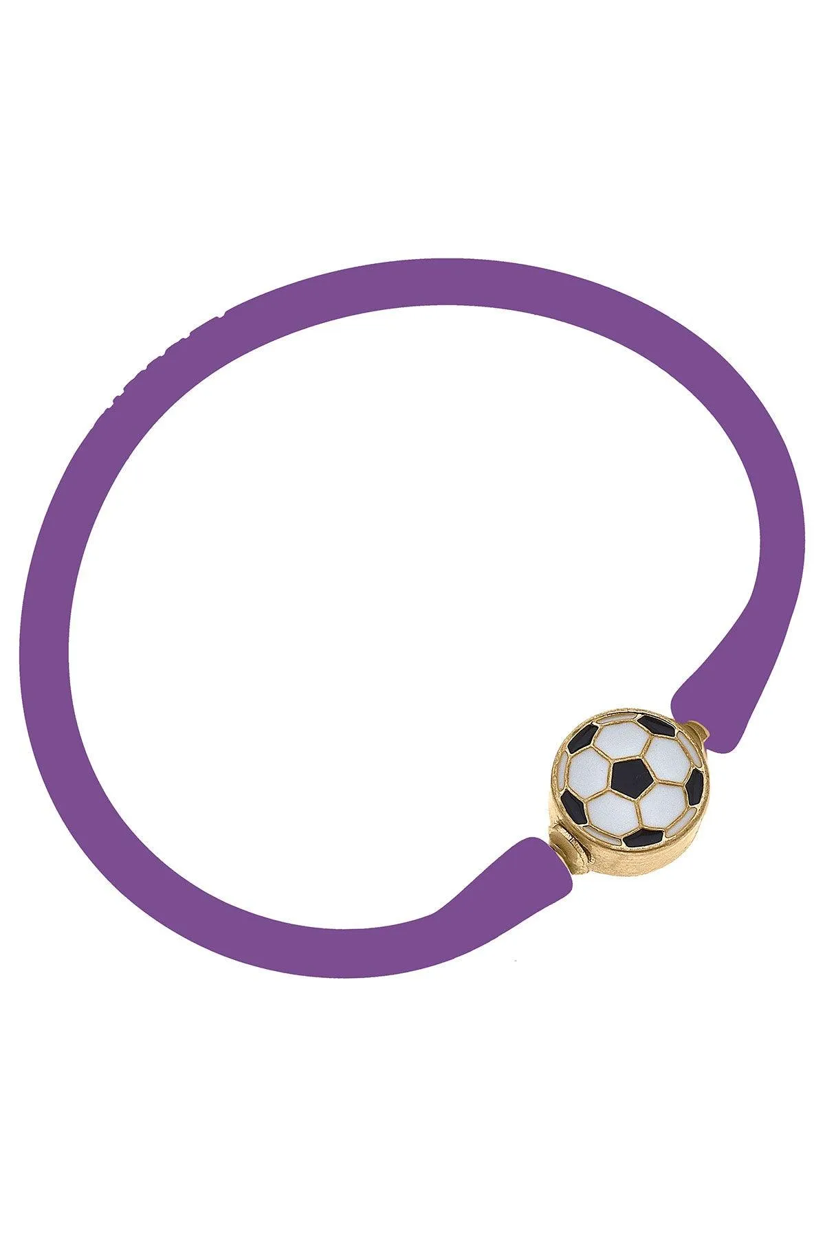 Enamel Soccer Ball Silicone Bali Bracelet in Purple sold by Canvas Style
