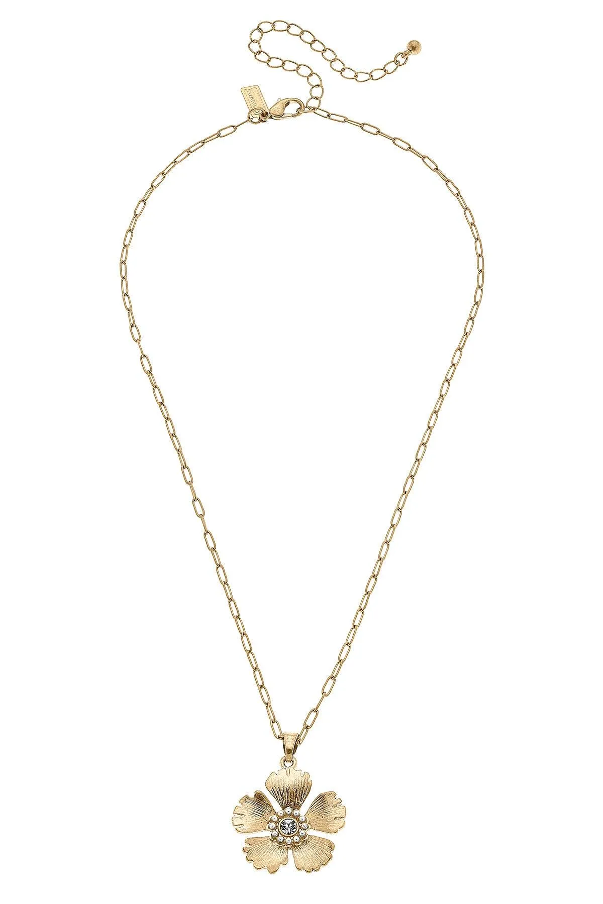 Tiana Flower Pendant Necklace in Worn Gold sold by Canvas Style product image thumbnail 2